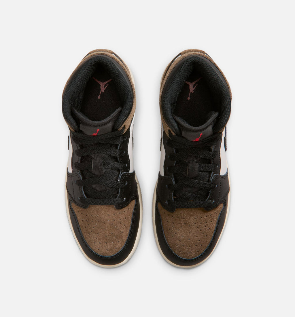 Air Jordan 1 Mid Grade School Sneakers - Black/Palomino