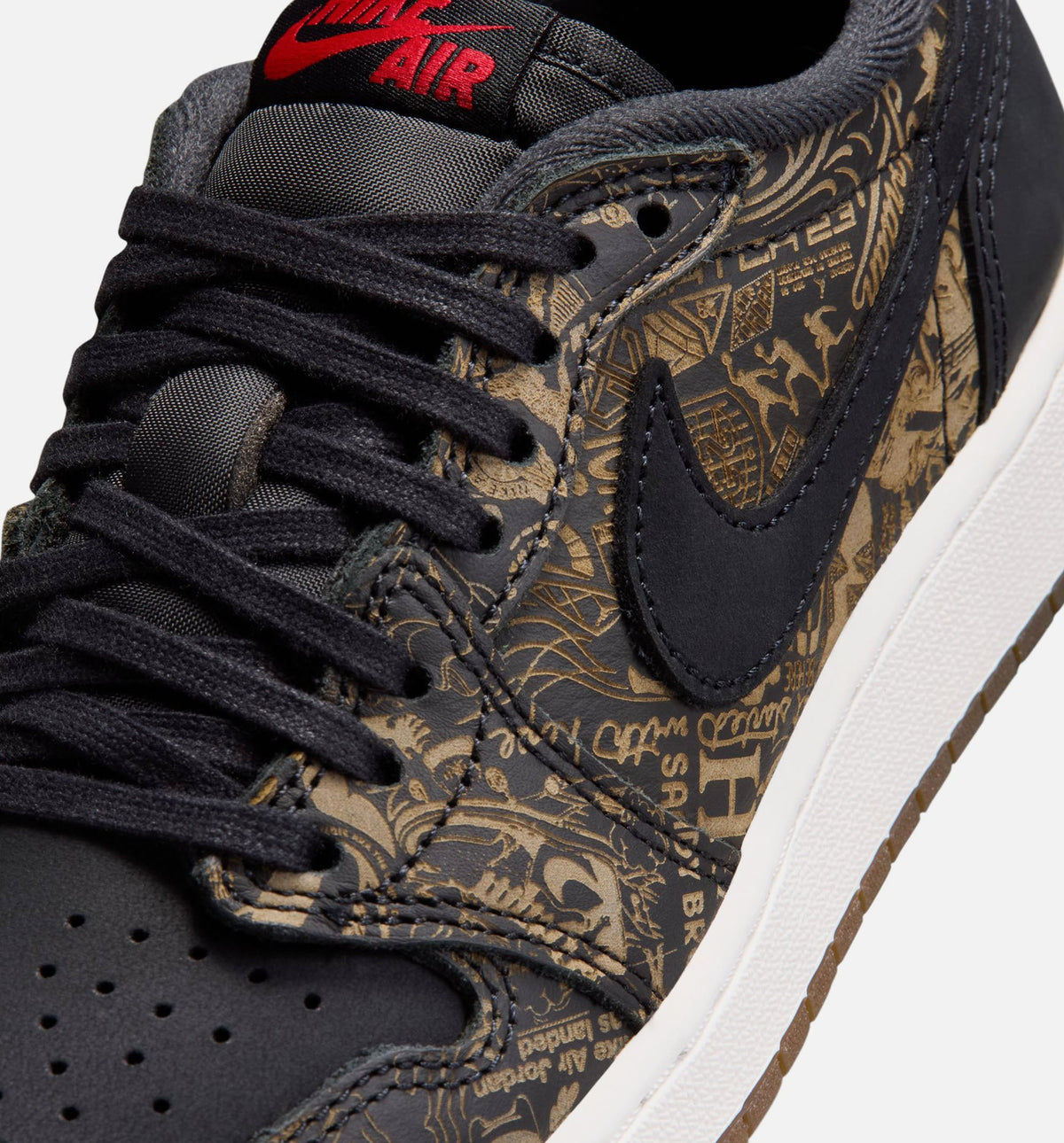 Air Jordan 1 Retro Low OG Laser Black/Varsity Red Grade School Shoes