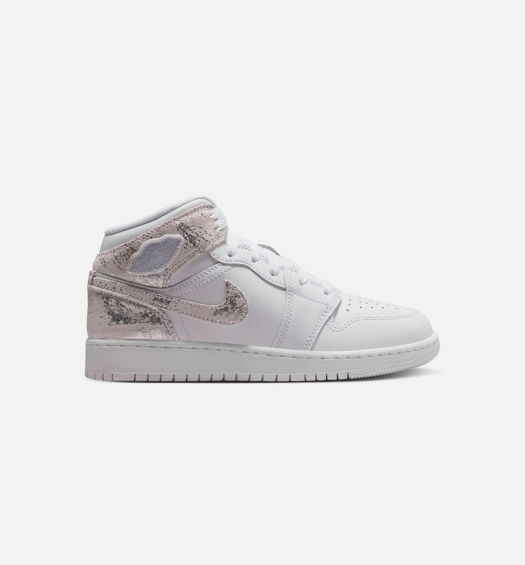 Air Jordan 1 Mid SE Grade School Sneakers - Field Silver