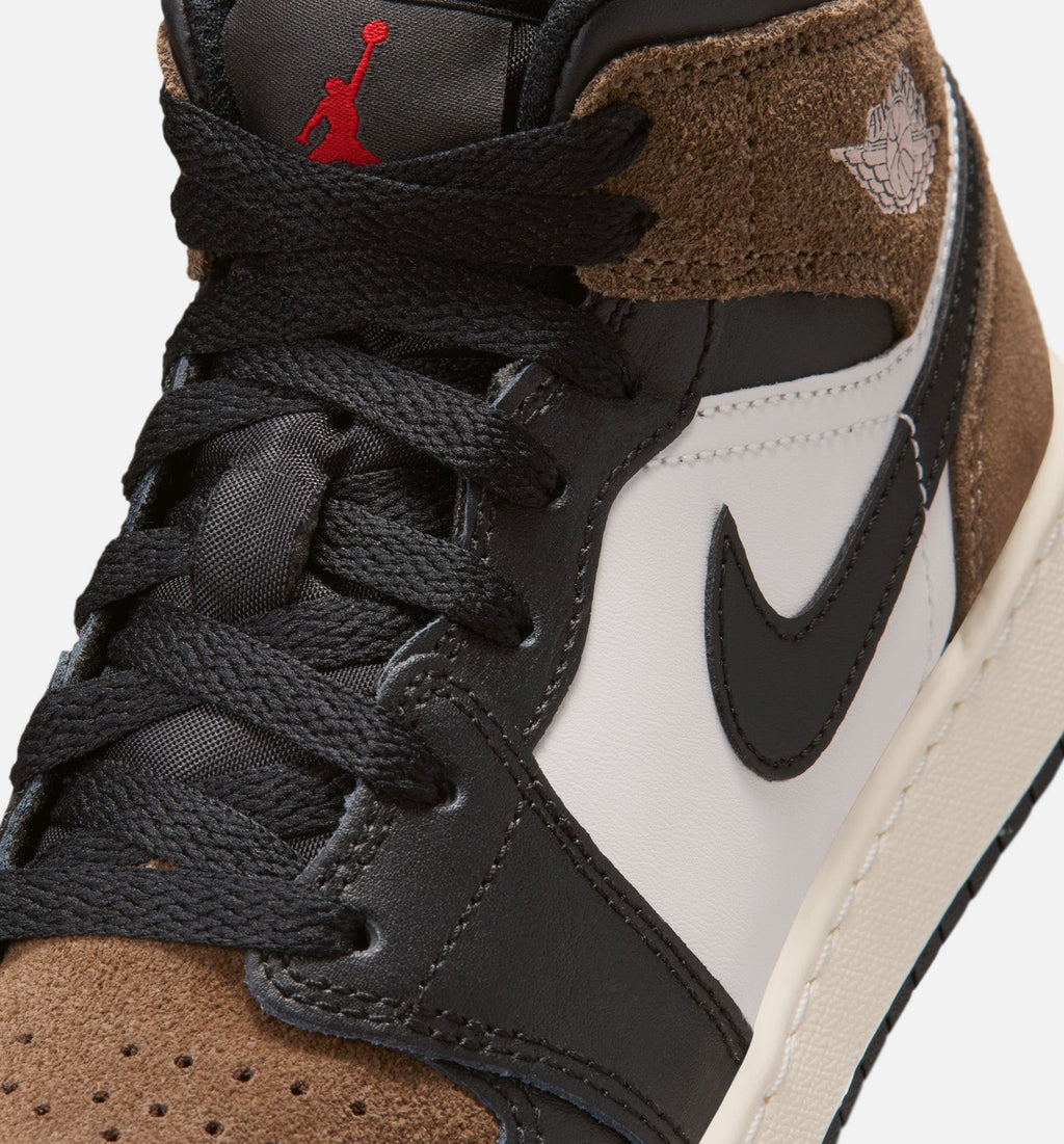Air Jordan 1 Mid Grade School Sneakers - Black/Palomino