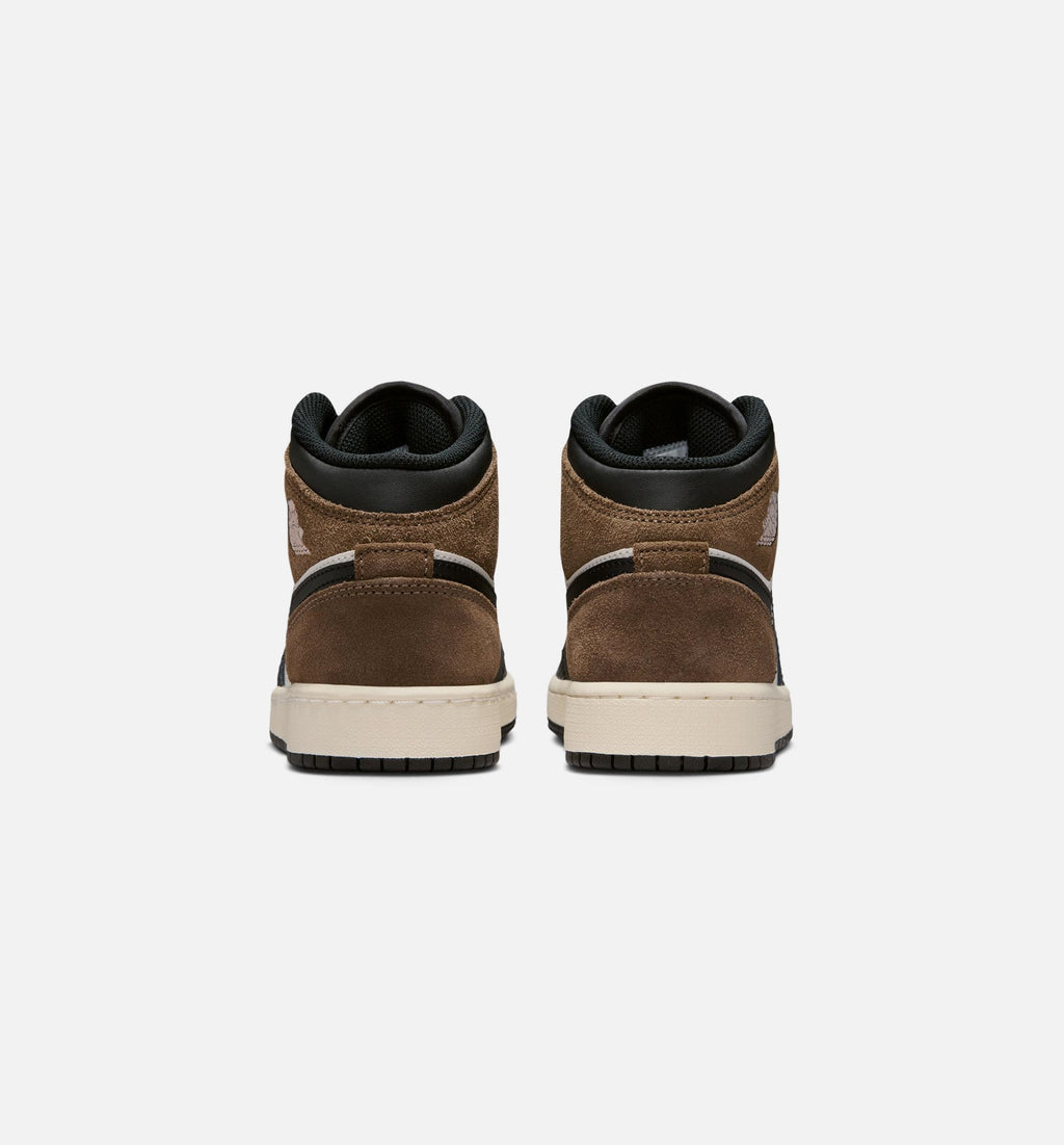 Air Jordan 1 Mid Grade School Sneakers - Black/Palomino
