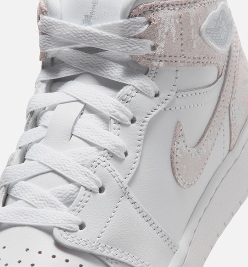 Air Jordan 1 Mid SE Grade School Sneakers - Field Silver