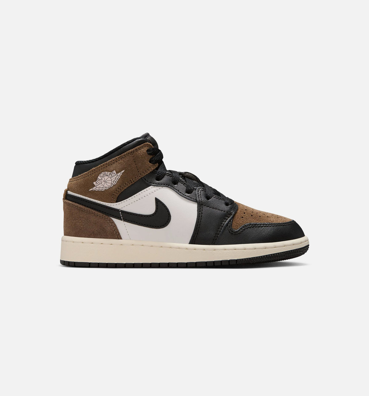 Air Jordan 1 Mid Grade School Sneakers - Black/Palomino
