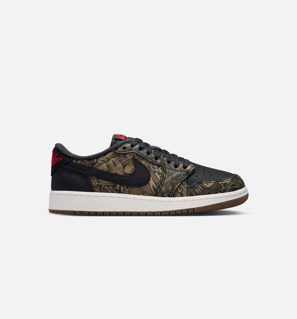 Air Jordan 1 Retro Low OG Laser Black/Varsity Red Grade School Shoes